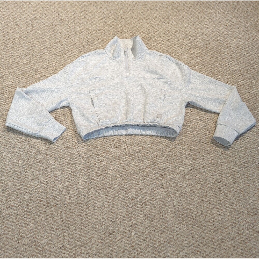 Gilly Hicks Cooldown Crop Sweatshirt Womens XS Gray Half Zip Athleisure Lounge